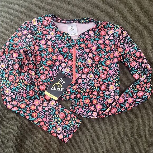 Art Class Colorful Floral Top with Pink and Green - Picture 1 of 6